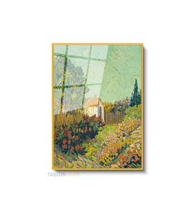Dikey Çerçeveli Cam Vangogh 137 Modern Ev Dekoru Duvar Sanatı Ev Ofis Tablosu (Altın)