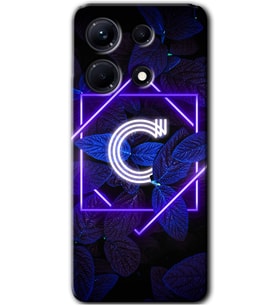 İnfinix Note 30 Pro Kılıf HD Desen Baskılı Kılıf - Dark Neon Yaprak C Harfi