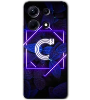 İnfinix Note 30 Pro Kılıf HD Desen Baskılı Kılıf - Dark Neon Yaprak C Harfi