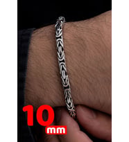 10mm Kare Model Erkek 925 Ayar Gümüş Kral Bileklik Künye Sarı,roze Seçeneği