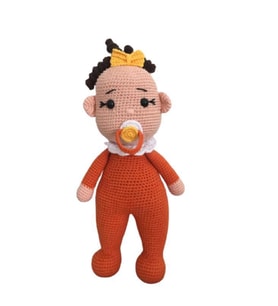 Turuncu Kız Emzikli Tombiş Bebek Amigurumi Organik Oyuncak