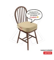 XPERMATE StandartFit Oval Sandalye Minderi Fermuarlı Yıkanabilir Kılıf Bağcıklı Su ve Yağ İtici 42x42x5 cm (Bej)