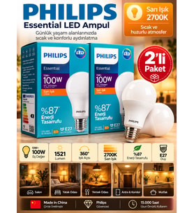 (2 Adet) 13W Sarı Işık (2700K) E27 Duylu (Kalın Duy) Led Ampul