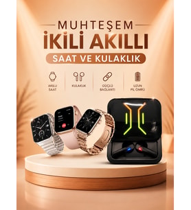 Wireless Şarjlı Akıllı Saat Dijital Göstergeli Kablosuz Bluetooth Kulaklık Nabız Ölçer