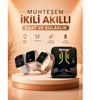 Wireless Şarjlı Akıllı Saat Dijital Göstergeli Kablosuz Bluetooth Kulaklık Nabız Ölçer
