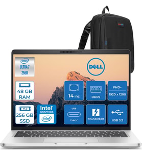 Dell Pro 14 Plus Intel Core Ultra 7 255U 5.1ghz 48GB Ddr5 256GB SSD Freedos Intel® Aı Boost 14 Inç IPS Fullhd+ (1920X1200) Taşınabilir Bilgisayar PB14250BTO110F21 + Zetta Çanta