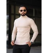 Erkek Yarım Boğazlı Triko Kazak (Bej)