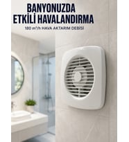 Ev Tipi Dekoratif Aspiratör 16 W 180 m³/h Banyo Mutfak WC Havalandırma Çözümü