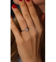 925 Ayar Gümüş 0,50 ct Görünümlü  Tektaş Yüzük