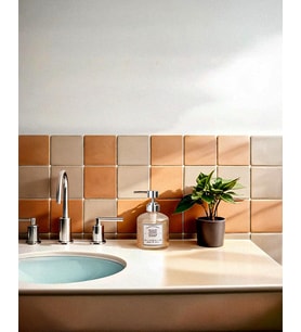 Cam Sıvı Sabunluk - Banyo Mutfak Sabunluğu - Retro Series - 400 ML (Turuncu)