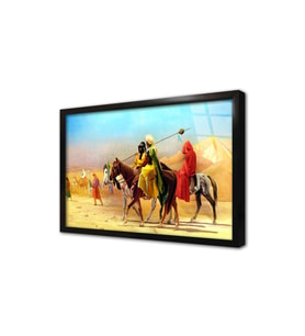 Çölü Geçen Araplar Çerçeveli Cam Tablo
