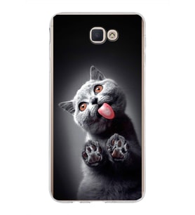 PrintiFy Samsung Galaxy J7 Prime ile Uyumlu 1mm Slim Fit Kedi 2 050c Baskılı Şeffaf  Kılıf
