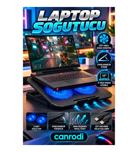 17 İnçe Kadar Uyumlu Çift Fanlı Laptop Soğutucu – Ayarlanabilir Notebook Standı
