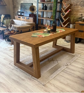 NTConcept Farmhouse Ahşap Masif Yemek Masası (Ceviz Rengi)