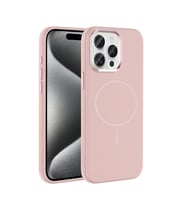 iPhone 15 Pro Max Kılıf MagSafe Şarj Özellikli Metal Kamera Çerçeveli Edi Silikon Kapak (Rose)