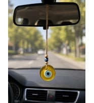 Nazar Boncuğu Dikiz Aynası Süsü Sarı Renkli Duvar Süsü El Yapımı Cam Kapı Süsü