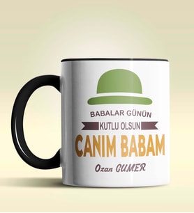 Kişiye Özel Canım Babam 3 Tasarımlı Siyah Kupa Bardak (Siyah)