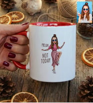 Kişiye Özel Karikatürlü Not Today Motivasyon Kupa Bardak Doğum Günü Hediyesi