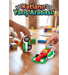 Çarpınca Dönüşen Katlanabilir Oyuncak Yarış Arabası - Pilsiz Darbeye Dayanıklı Akrobat Araba