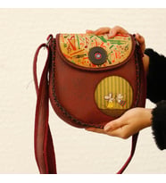 Dans Eden Fare Figürlü Çapraz Örgülü Kol Çantası Etnik Bohem Style - Bordo