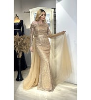 MADONNA YAKA   SERPME BONCUK İŞLEMELİ BALIK ABİYE