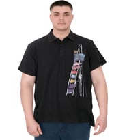 Mode XL Büyük Beden Erkek T-Shirt Polo Flag U25304 Siyah