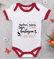 BK Kids Kişiye Özel Ben Teyzeme Hastayım Tasarımlı Kırmızı Bebek Body Zıbın-1