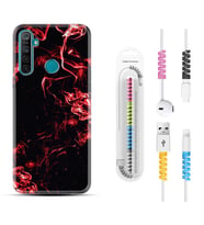 Realme 5i 5 Pro 6i 7 Pro 8 Kılıf Kablo Koruma Spiral Silikon Red Smoke 1745