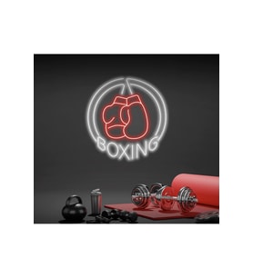 BOXING Yazılı ve Boks Eldiveni Figürlü Neon Tabela
