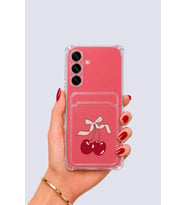 Samsung Galaxy S25 Kartlıklı Kiraz Desenli Kılıf - ETC8799-2243