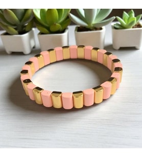 Kadın Porselen Lastik Misina Bileklik (Pembe)