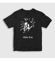 Presmono Unisex Çocuk Siyah Electric Current Scientist Nikola Tesla T-Shirt 332222tt