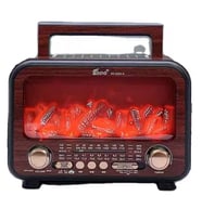 FP-2393 Şömine Efektli Retro Bluetooth-USB-SD-FM Şarjlı/ Ledli Nostaljik Radyo Hoparlör