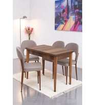 Damla Hilal MDF Mutfak Masa Sandalye Takımı 60x100cm (Ceviz)