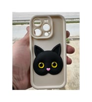 Digimanya İphone 15 Pro Siyah Kedi Desenli Telefon Kılıfı