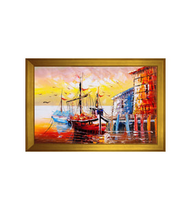 Manzara Temalı Kanvas Tablo 50 x 70 cm Gold Çerçeve