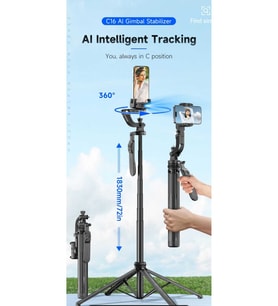 183 cm Uzaktan Kumandalı 360° Dönen Tripod ve Gimbal Selfie Çubuğu