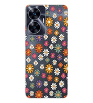 Realme C55 Uyumlu Çiçek Desenli Şeffaf Telefon Kılıfı