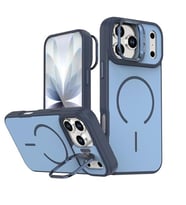 Coverzone iPhone 16 Pro Max ile Uyumlu kilif MagSafe ile uyumlu K?l?f Stand �zellikli M?knat?sl? Flexa Y�z�k Tutuculu IPHONE 16 PRO MAX i�in KILIF Darbe Emici Mat Arka Kapak Koruyucu K?l?f Mavi