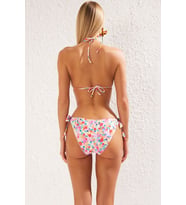 Kadın Bikini Takımı Üçgen Kap Balensiz Normal Bel Bağlamalı Çok Renkli Çiçek Desenli Örme Raşel Slip