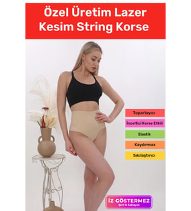 Yeni Sezon Toparlayıcı İz Göstermeyen Sıkılaştırıcı Şekillendirici Kaymaz Lazer Kesim String Korse (Ten)
