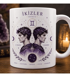 İkizler Burcu Temalı Kupa Bardak – Astroloji ve Burç Tasarımlı Seramik Kupa