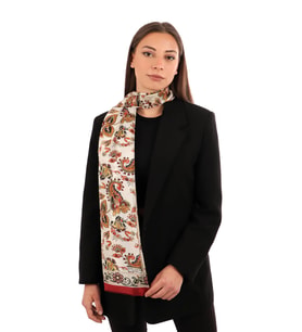 Bursa İpek Bordo Şal Desen Vual İpek Fular