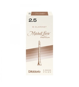 D'Addario RMLP5BCL250 Mitchell Lurie Premium Bb Klarnet Kamışı No: 2.5 (Orta Seviye/Eğitim) - 5'li Paket  Eğitim İçin İdeal Esneklik ve Üstün Malzeme Kalitesi