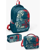 Coral High Kids Çivit Kırmızı Astronot Desenli 3’lü Okul Çanta Seti SET0114389