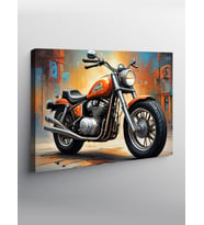 Kanvas Tablo Turuncu Chopper Motosiklet