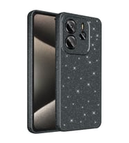 Xiaomi Redmi Note 14 5G Kılıf Kamera Korumalı Simli Lüks Işıltılı Silikon (Siyah)