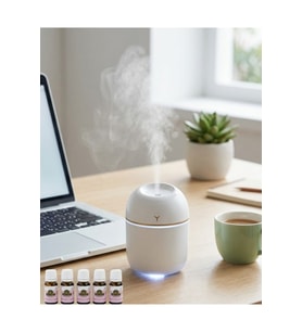 Mini Hava Nemlendirici USB Bağlantılı LED Işıklı 5 Esans Hediyeli Aromaterapi Difüzörü