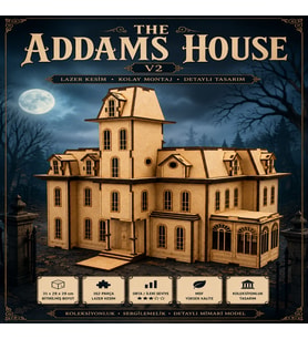 The Addams House V2 Ahşap Maket Seti – DIY Gotik Köşk Mimari Koleksiyoner Modeli 162 Parça