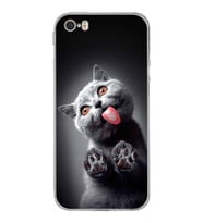 PrintiFy Iphone 5 ile Uyumlu Kedi 2 Kamera Korumalı Şeffaf Kılıf